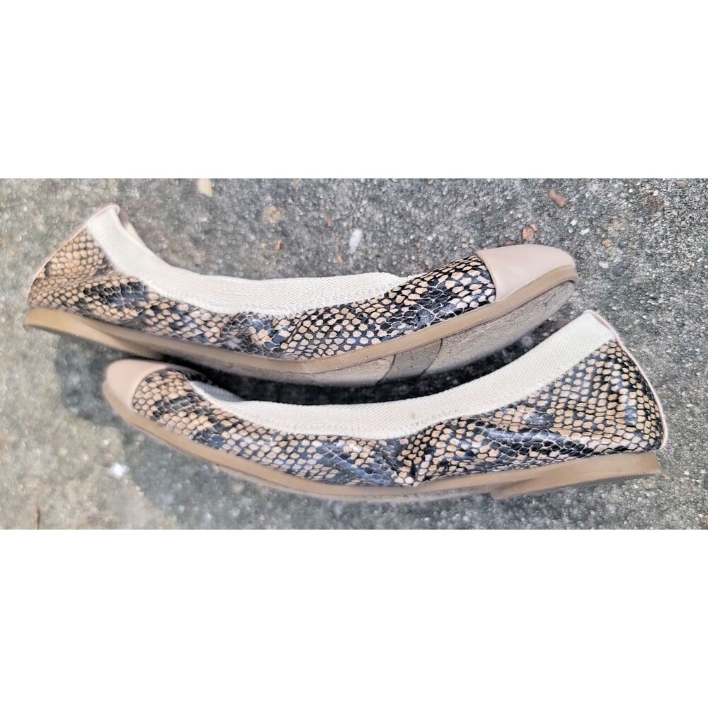 Anne Taylor LOFT Ballet Flats Snakeskin Beige Brown Black 5.5 Leather blend